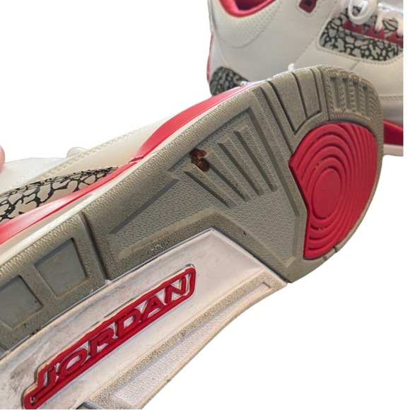 Nike Air Jordan 3 Retro Size 10 Red and White - Picture 7 of 12